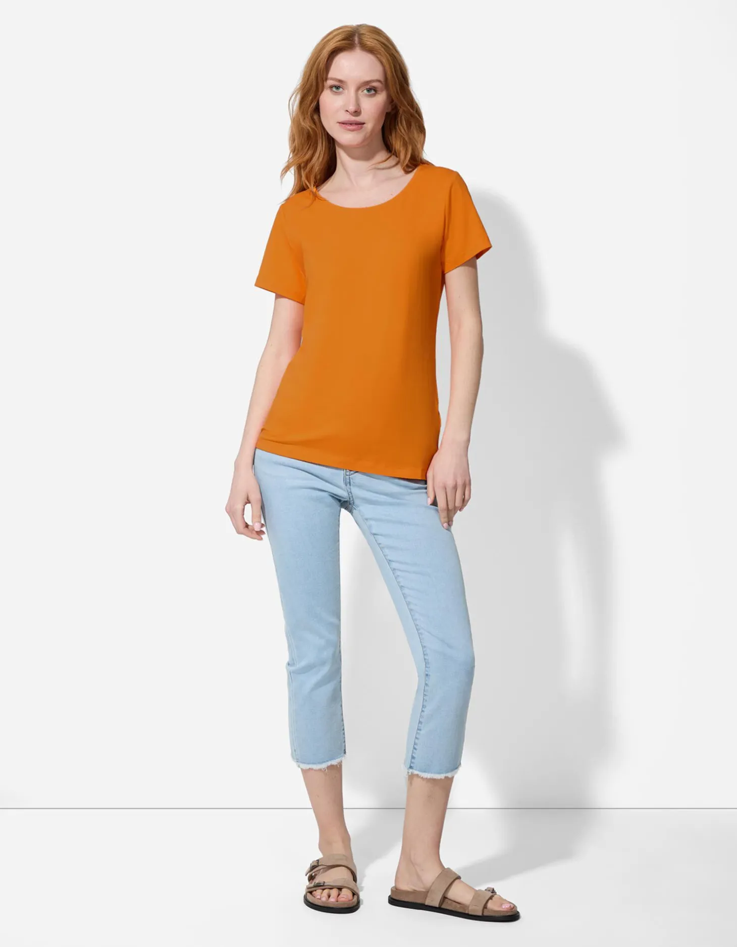 T-shirt - Met stretch - oranje