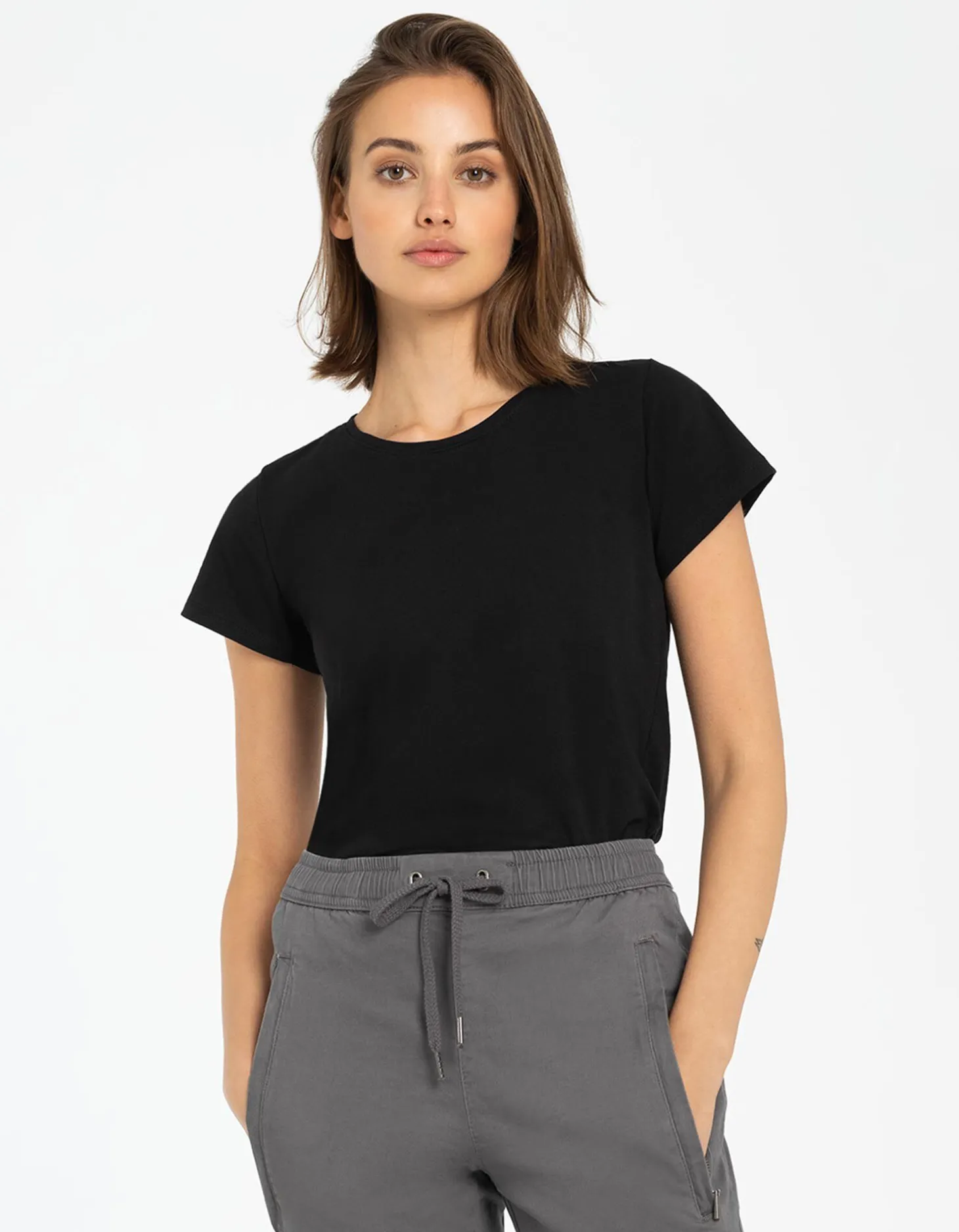 T-shirt - Met stretch - zwart