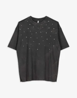 T-shirt - Met studs - donkergrijs