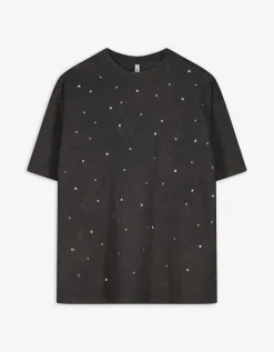 T-shirt - Met studs - donkergrijs