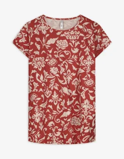 T-shirt - Motief all-over - donkerrood