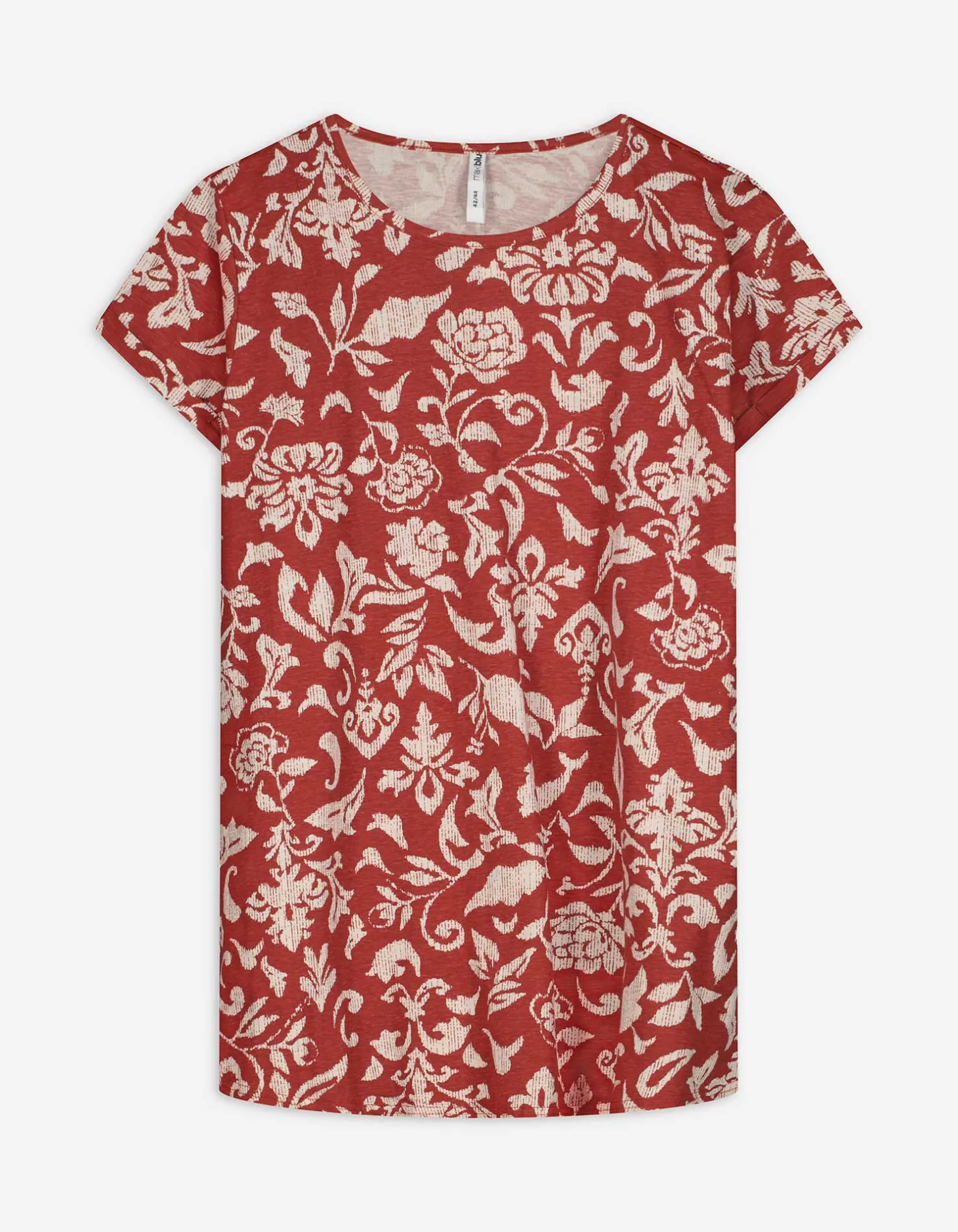 T-shirt - Motief all-over - donkerrood