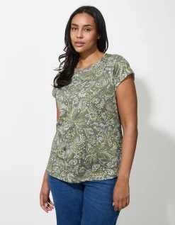 T-shirt - Motief all-over - groen