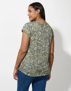 T-shirt - Motief all-over - groen