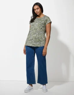 T-shirt - Motief all-over - groen