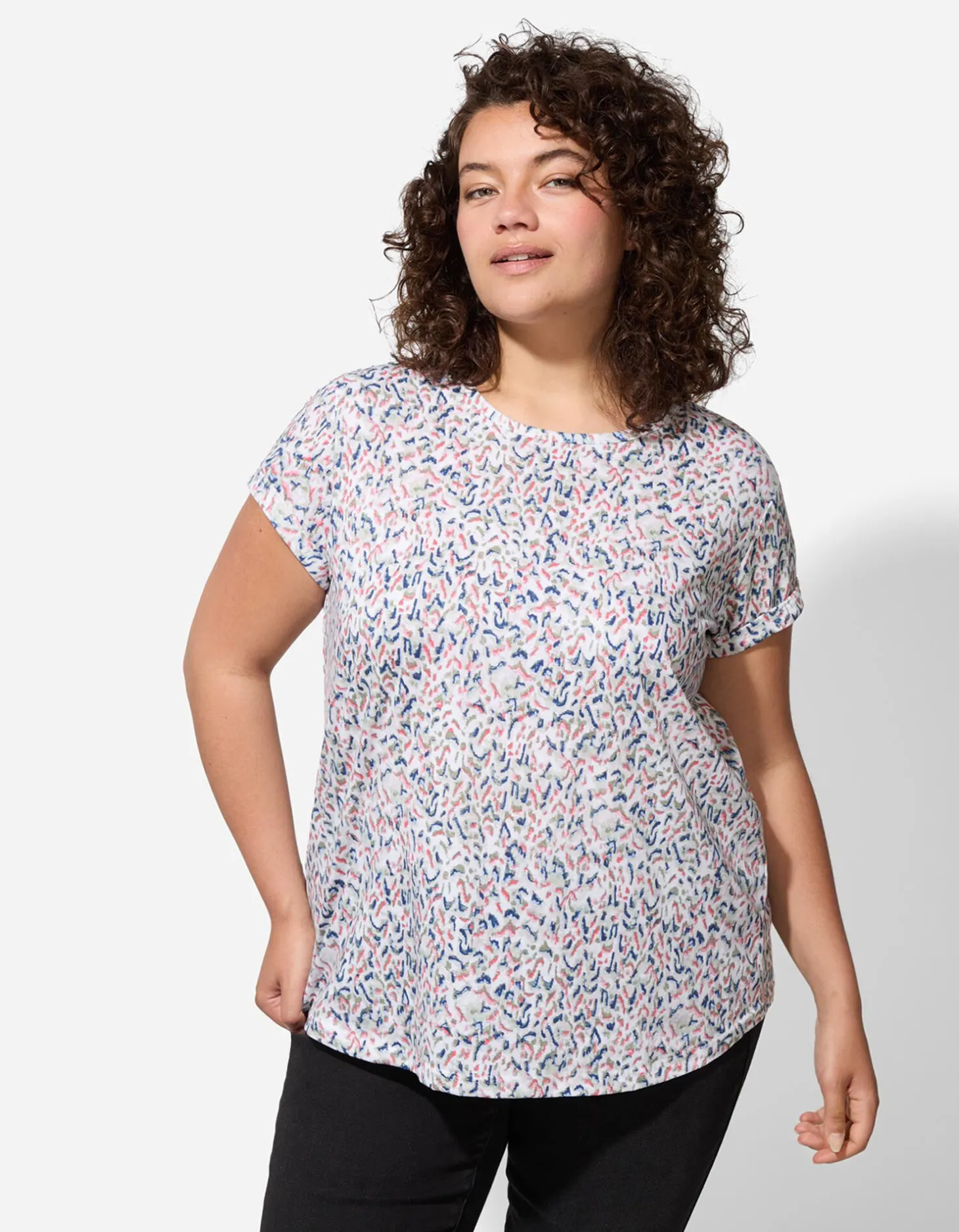 T-shirt - Motief all-over - wit