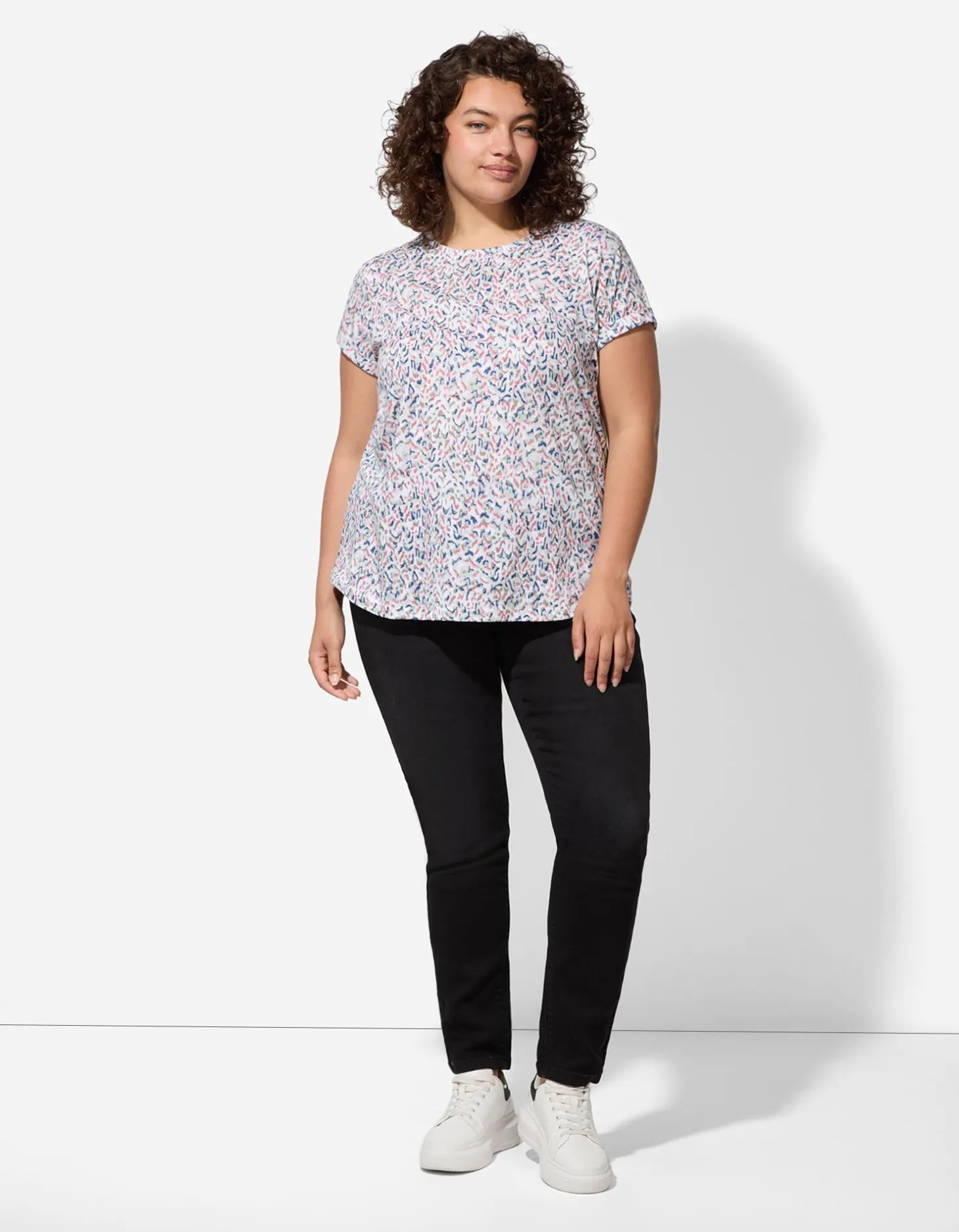 T-shirt - Motief all-over - wit
