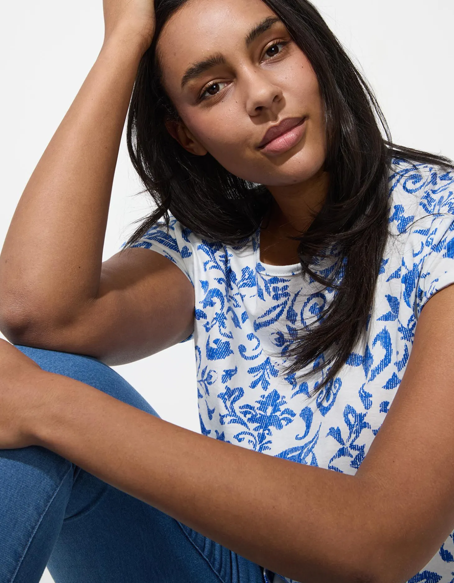 T-shirt - Motief all-over - wit