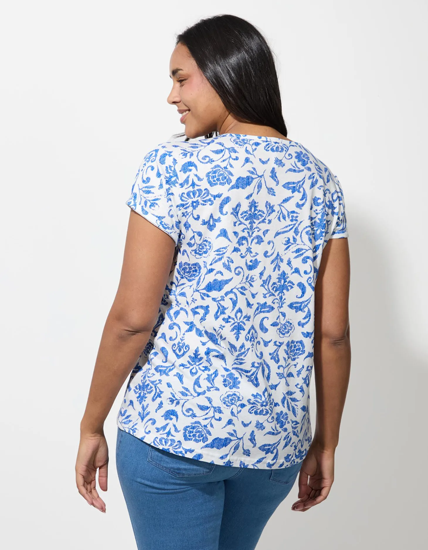 T-shirt - Motief all-over - wit