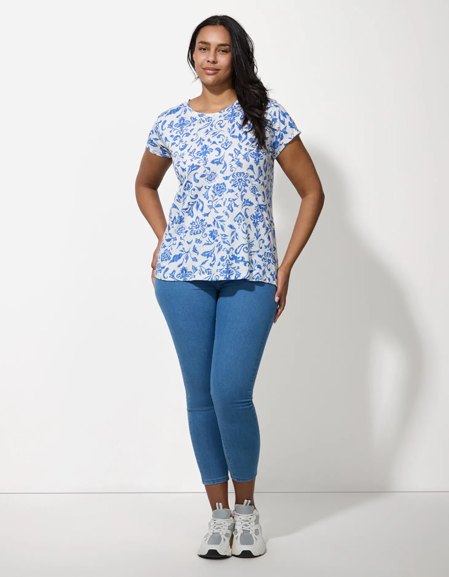 T-shirt - Motief all-over - wit