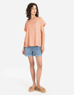 T-shirt - Mouwen met vaste omslag - oranje