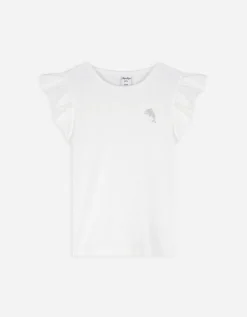 T-shirt - Mouwen met volants - wit