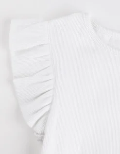 T-shirt - Mouwen met volants - wit