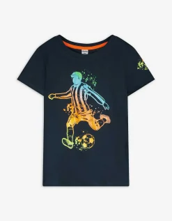 T-shirt - Neonprint - donkerblauw