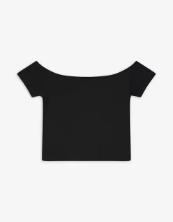 T-shirt - Off-the-shoulder - zwart