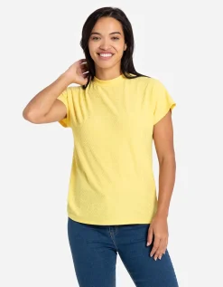 T-shirt - Opstaande kraag - lichtgeel