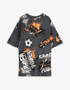 T-shirt - Oversized fit - donkergrijs