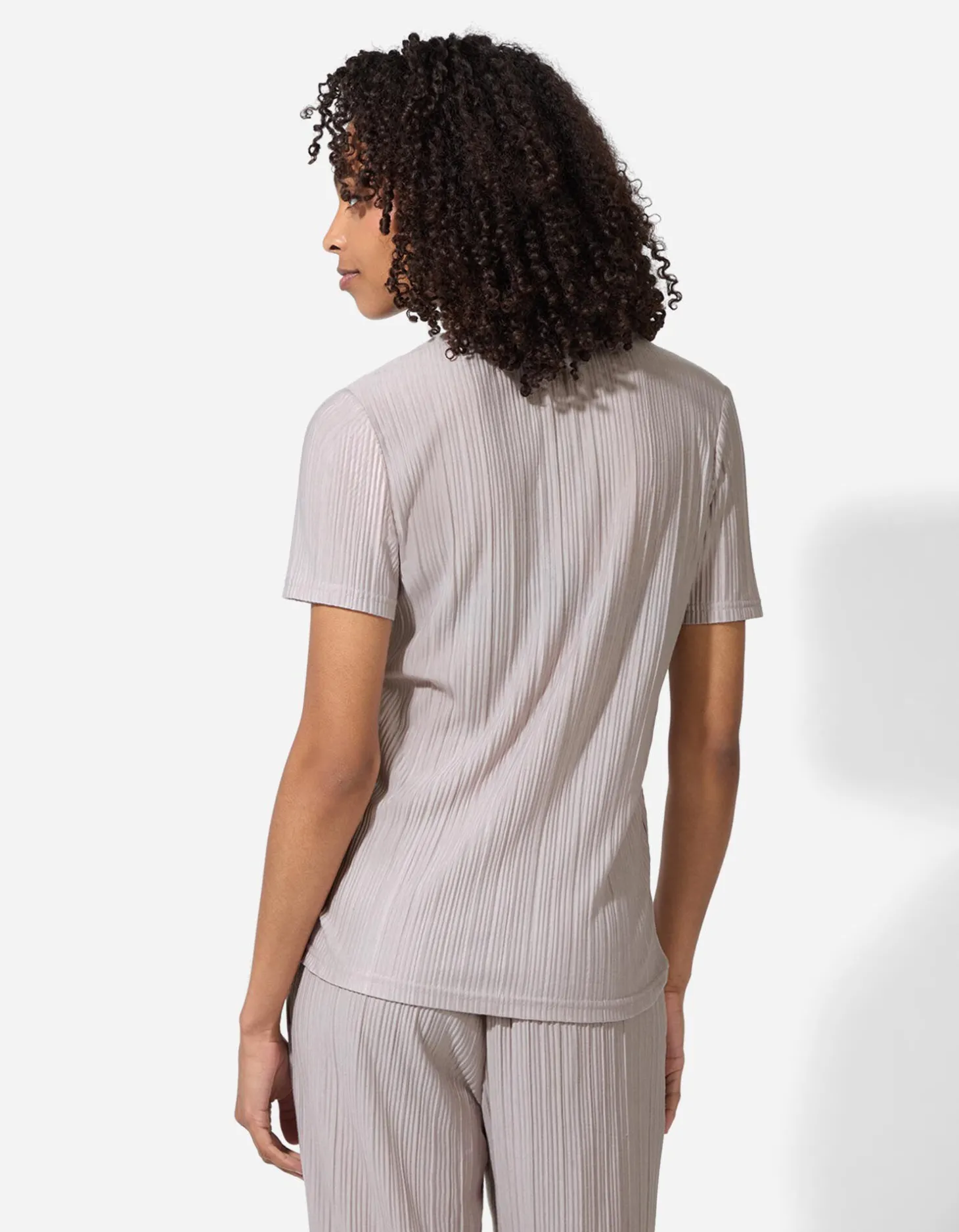 T-shirt - Plooien - beige