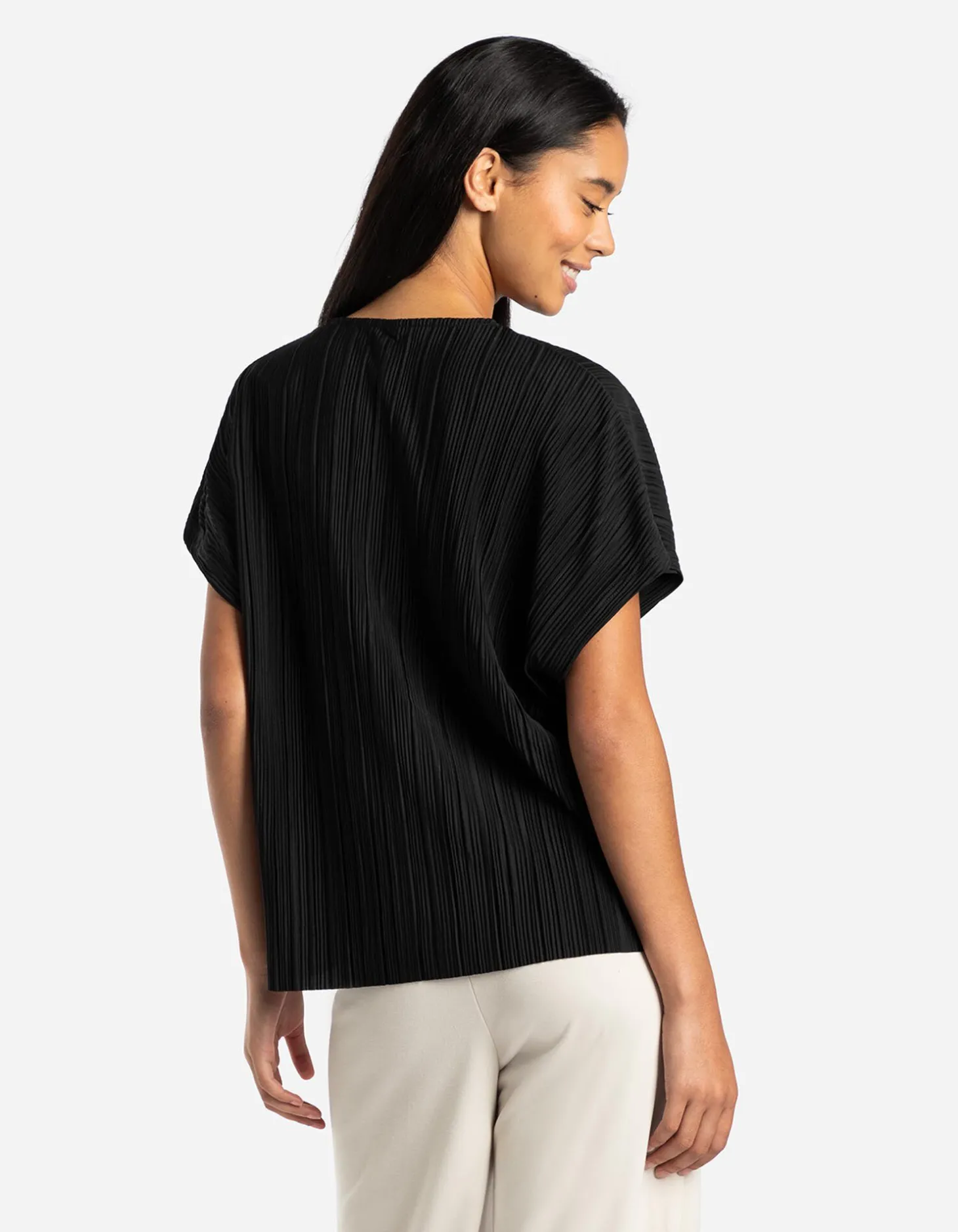 T-shirt - Plooien - zwart