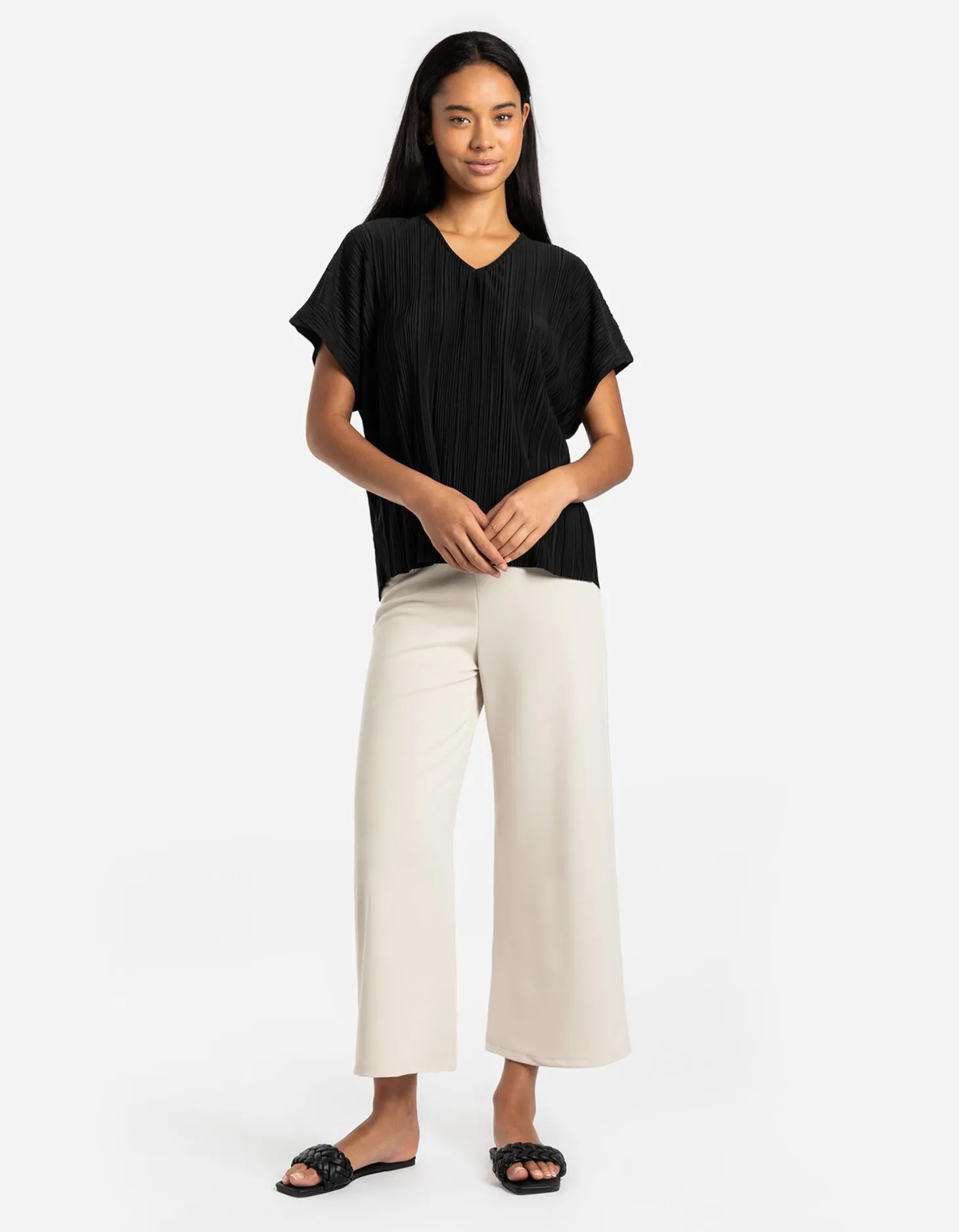 T-shirt - Plooien - zwart