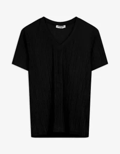 T-shirt - Plooien - zwart