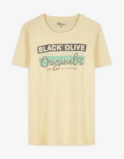 T-shirt - Print - lichtgeel