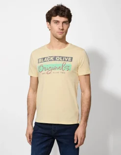 T-shirt - Print - lichtgeel