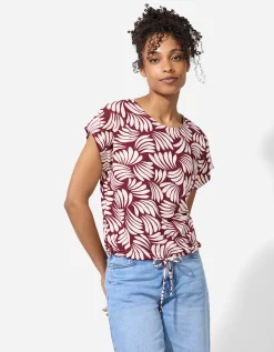T-shirt - Print all-over - donkerrood