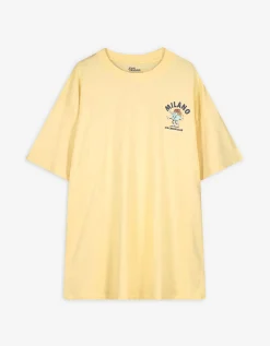 T-shirt - Print op rug - lichtgeel