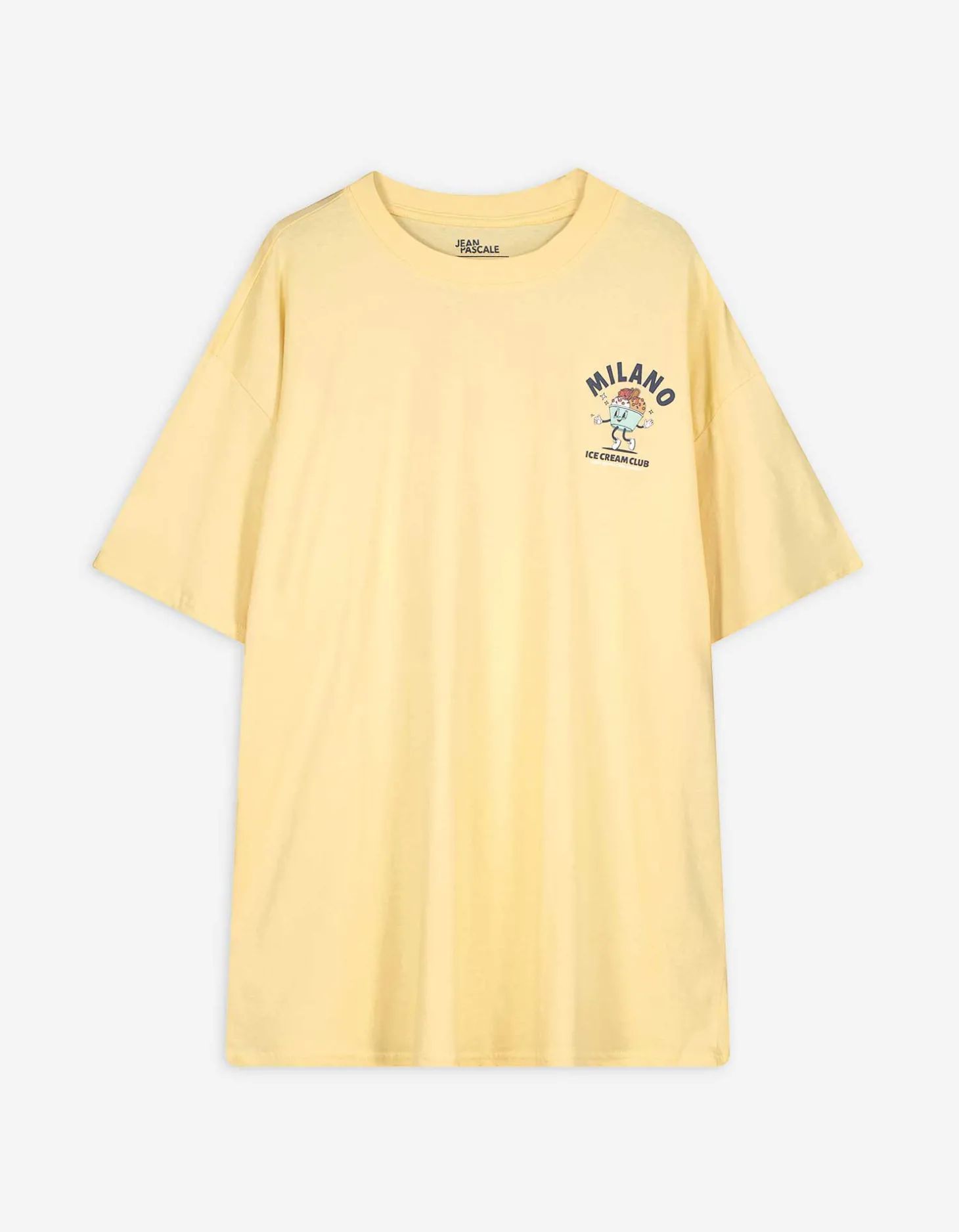 T-shirt - Print op rug - lichtgeel