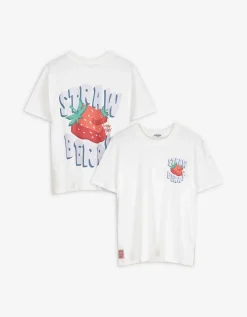 T-shirt - Print op rug - wit