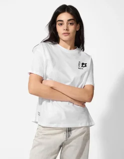 T-shirt - Print op rug - wit