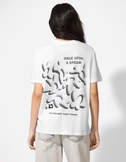 T-shirt - Print op rug - wit