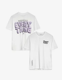 T-shirt - Print op rug - wit