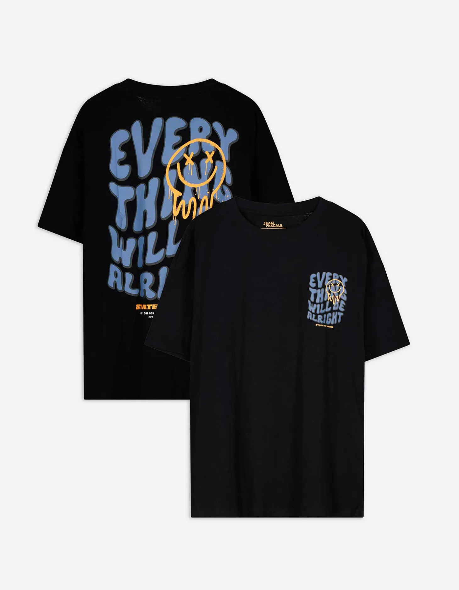 T-shirt - Print op rug - zwart