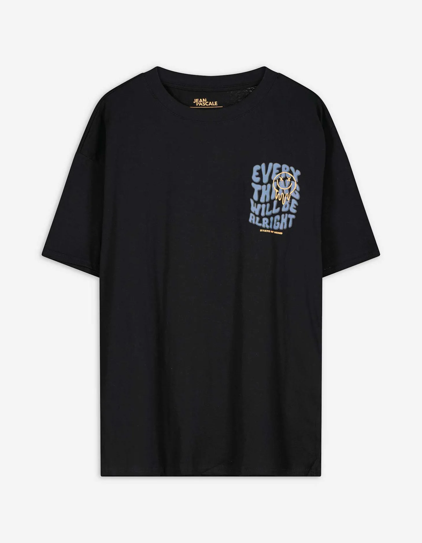 T-shirt - Print op rug - zwart