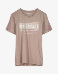 T-shirt - Ronde hals - lichtbruin