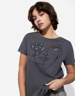 T-shirt - Sierkraaltjes - donkergrijs