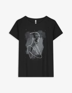 T-shirt - Sierkraaltjes - zwart