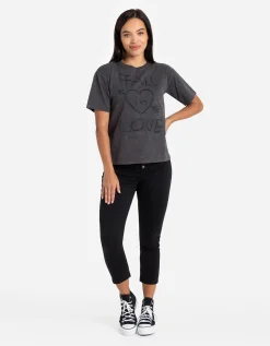 T-shirt - Used look - donkergrijs