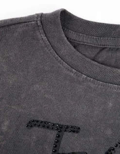 T-shirt - Used look - donkergrijs