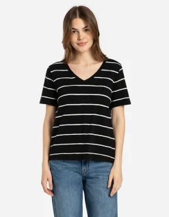 T-shirt - V-hals - zwart