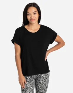 T-shirt - Viscosemix - zwart