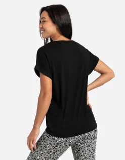 T-shirt - Viscosemix - zwart