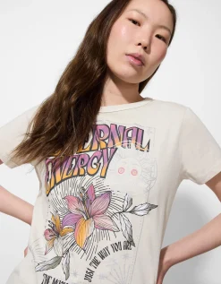 T-shirt - Vooropdruk - beige