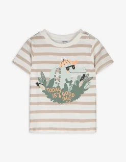 T-shirt - Vooropdruk - beige