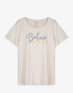 T-shirt - Vooropdruk - beige