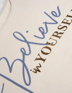 T-shirt - Vooropdruk - beige