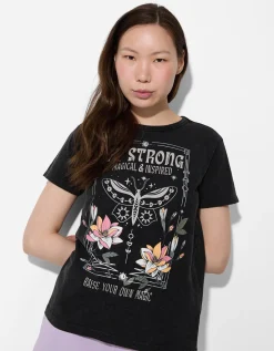 T-shirt - Vooropdruk - donkergrijs