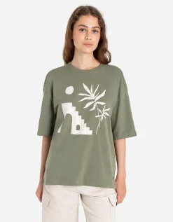 T-shirt - Vooropdruk - donkergroen